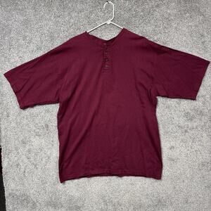 Vintage Bugle Boy Company Shirt Mens XL Maroon Henley 100% Cotton Casual 90s